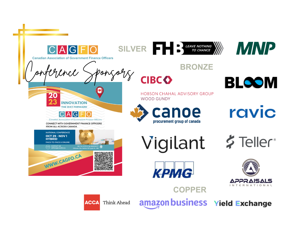 CANADIAN ASSOCIATION OF GOVERNMENT FINANCE OFFICERS NATIONAL CONFERENCE SPONSORS AS OF SEPT 19 2023
